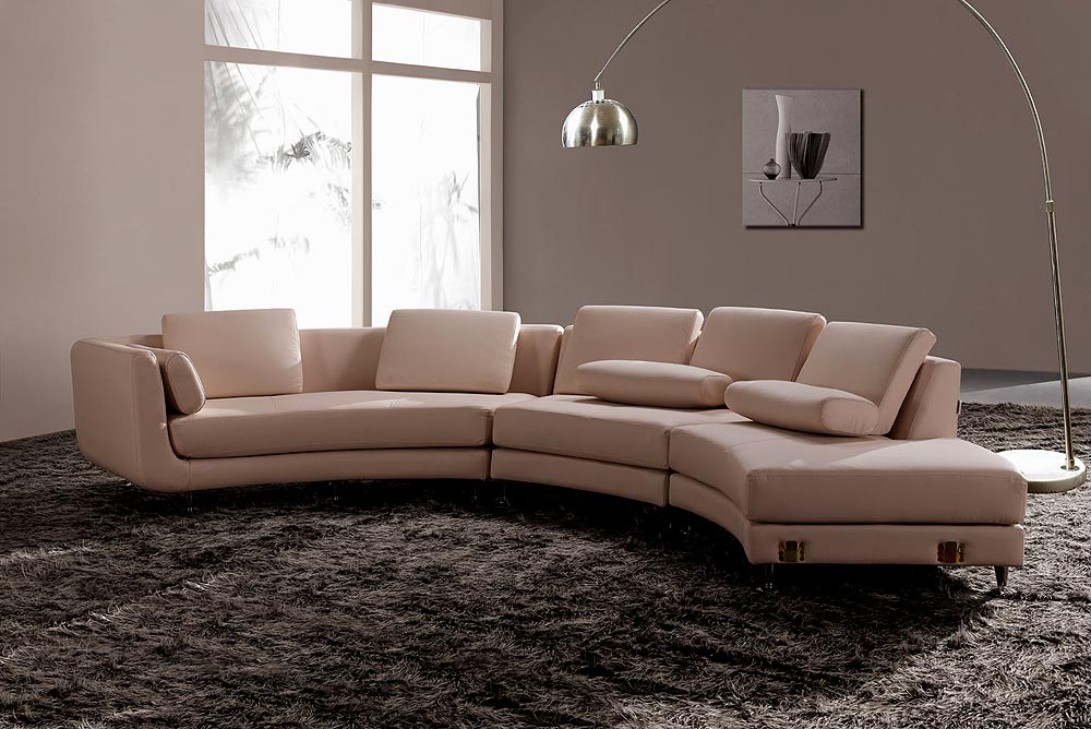 white leather round sofa