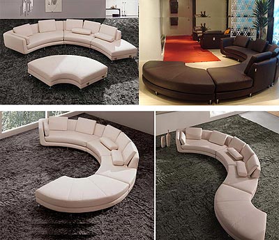 White Italian  Leather Round sectional  sofa 20