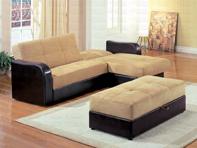 Tan Microfiber Sectional Set