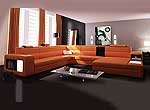 Rexona Brown leather sectional sofa 