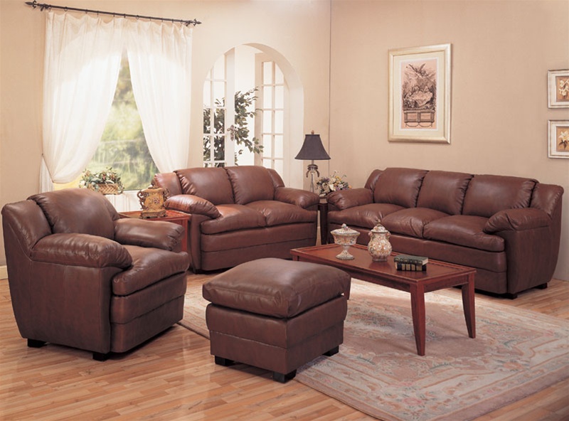 Soft Brown Leather Living Room Set