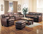 Harper Leather Living Room Set in Brown 