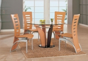 Modern Natural Wood Veneer Glass Dining Table Set