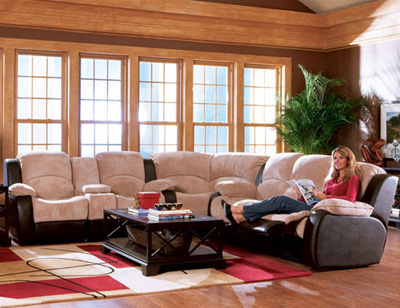 Halsey Collection Microfiber Sectional Set