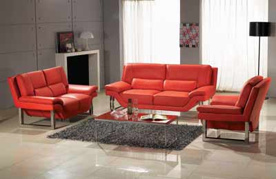 Red Nicole leather sofa  set